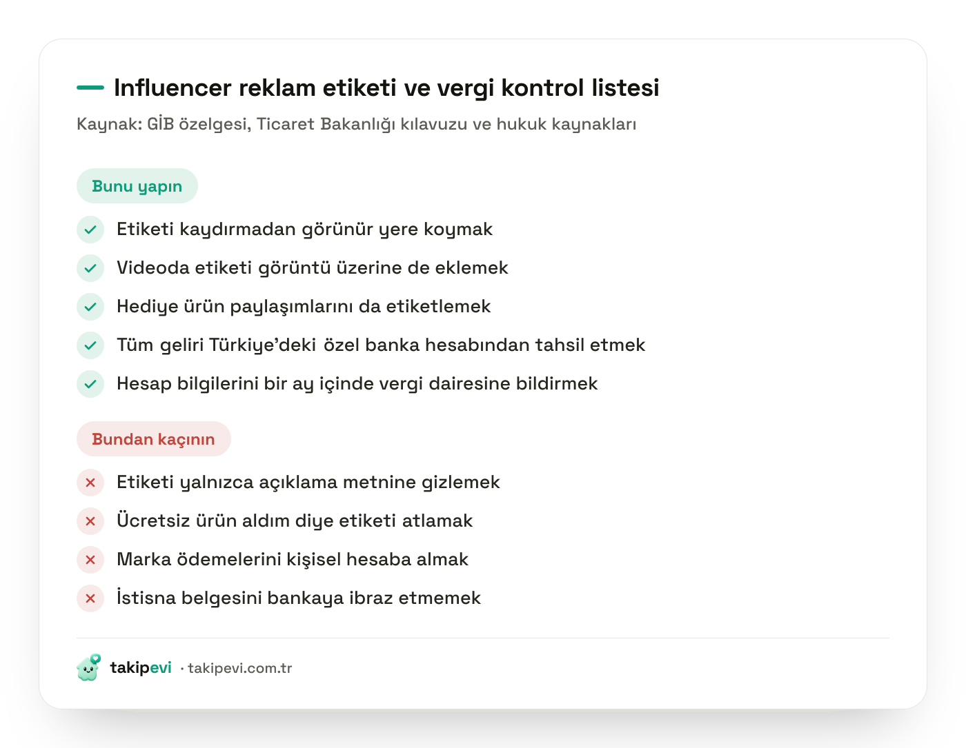 Influencer olmak isteyenler için reklam etiketi ve vergi istisnası doğru ve yanlış uygulamalar listesi