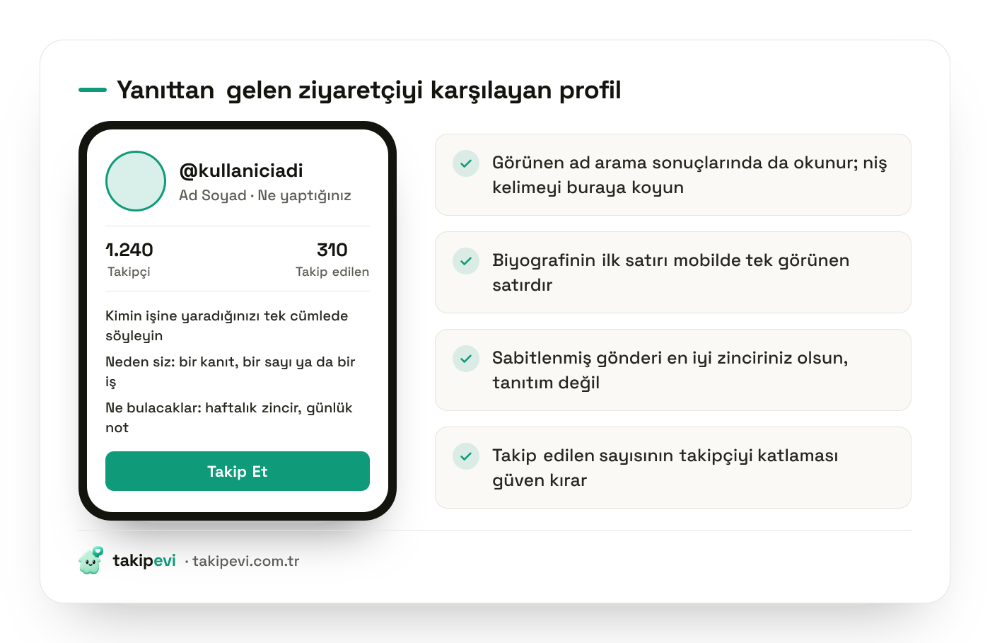 X profil kurulumu örneği: görünen adda uzmanlık alanı, üç satırlık biyografi ve sabitlenmiş gönderi ile takip kararını kolaylaştıran yapı
